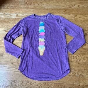Chaser Purple Girl’s Long Sleeve Ice Cream Graphic Tee - 14
